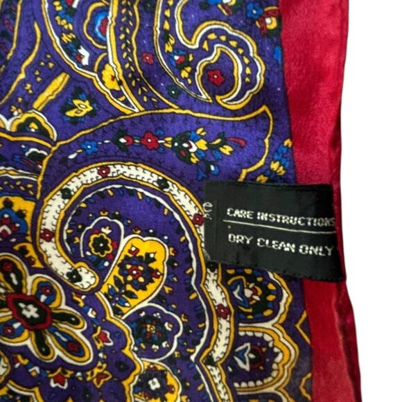 Vintage Silk Paisley Scarf Specialty House Japan Red Border 34” Square - Picture 5 of 5